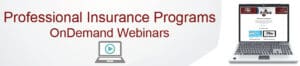 A laptop with the words insurance program webinars on it.